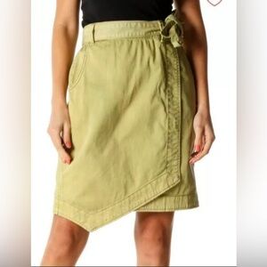 Anthropologie Pilcro and the Letterpress Olive Green Belted Wrap Skirt Sz 6